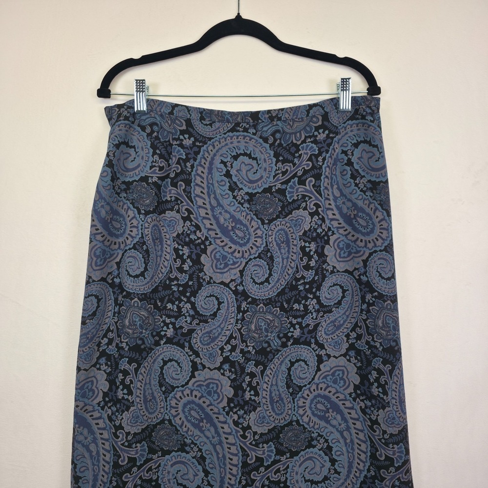 Casual Corner Annex Maxi Skirt Women 16 Blue‎ Black Paisley Whimsigoth Capsule - Picture 10 of 14